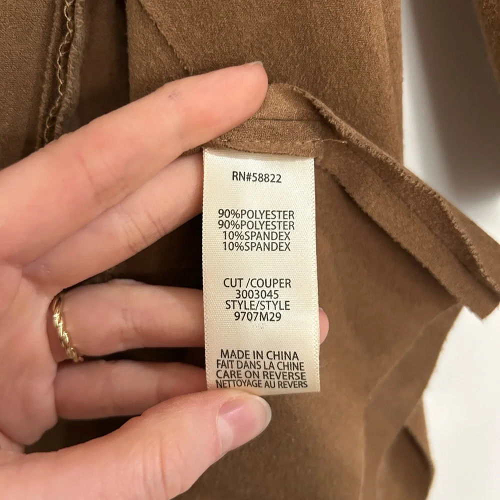 Max studio luxe faux suede topper duster cardigan jacket brown tan - Picture 5 of 5